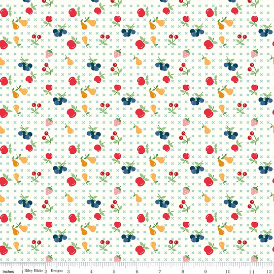 Fruit - Cook Book Fabric Collection By Lori Holt For Riley Blake Designs C11760 Songbird 1/2 Yard