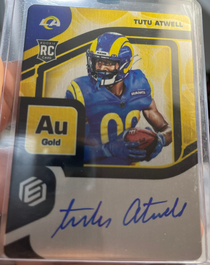 Tutu Atwell 2021 Rookie Card Nfl Panini Elements Gold Auto #31/79 Mint Collectible Rams Star Wr Christmas Gift For Him Or Her