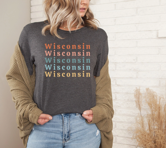 Wisconsin Shirt Cute Tshirt Gifts Gift For Her Rainbow Tee Mom Tshirts