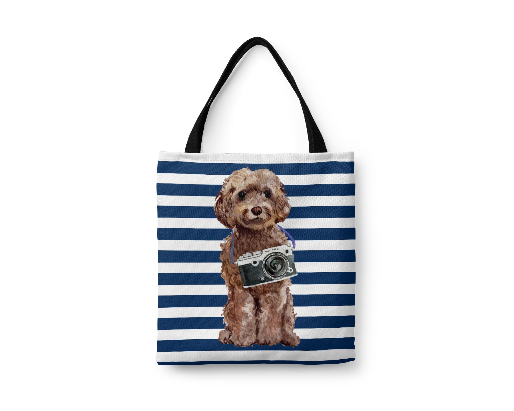 Cockapoo Dog Tote Bag - Illustrated Dogs & 6 Travel Inspired Styles. All Purpose For Work, Shopping, Life. Cockerpoo, Spoodle, Cockerdoodle