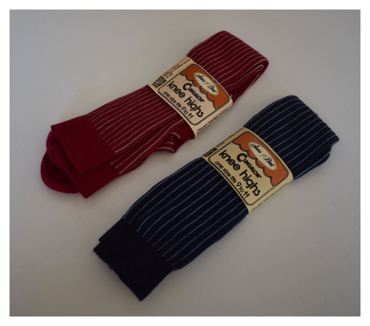 70S Striped Nylon Blend Socks, Vintage 1970S Stripe Knee High Dress Dad Gift