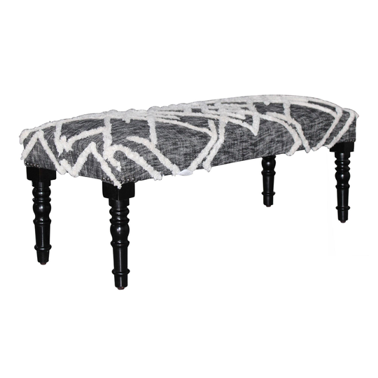 Black and White Tufted Wool Upholstered Bench by World Market