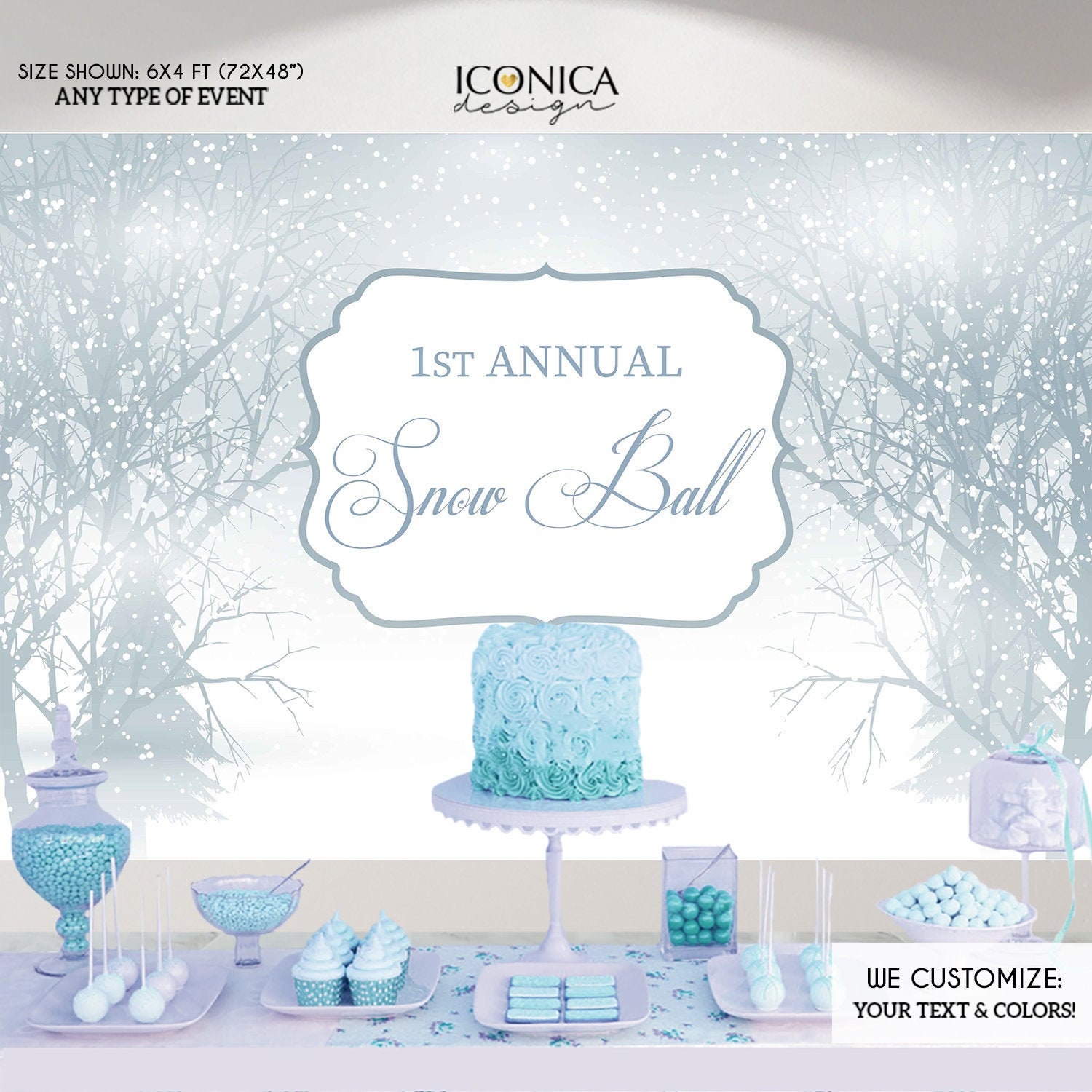 Winter Wonderland Backdrop , Any Wording, Winter Photo Booth Backdrop, Winter Party Step & Repeat Backdrop, Printed Or Printable File Bho0026