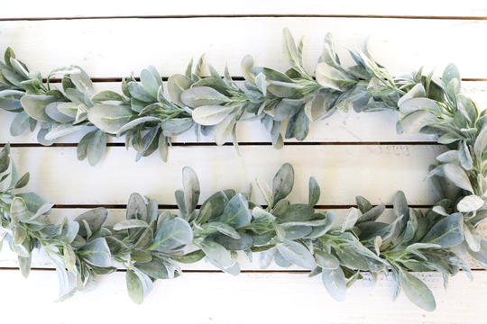 Lambs Ear Garland, Farmhouse Decor, Year Round Wedding Centerpiece, Fireplace Mantle Table Runner