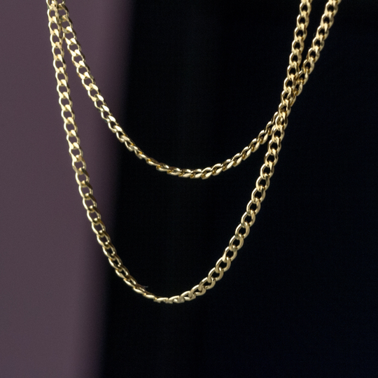 Solid Gold Curb Chain Necklace/14K 1.6mm Rounded Links Elegant Classic Gift For Her, Him