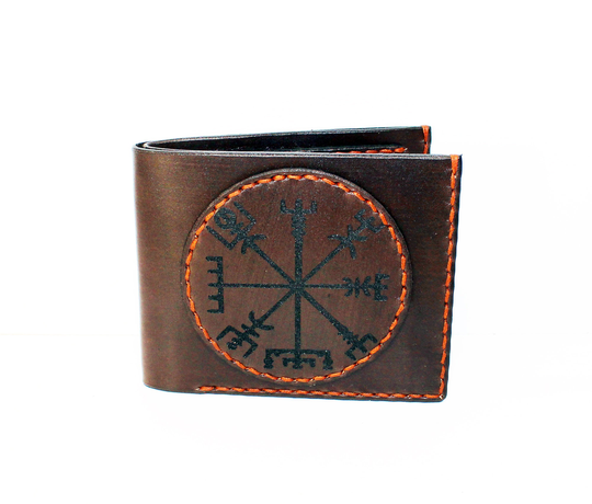 Vegvisir Leather Wallet Handmade Viking Symbol Gift Great Gift For Men Credit Card