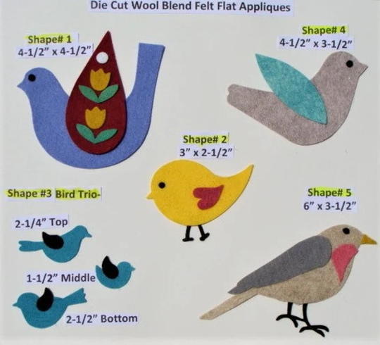 Die Cut Felt Flats-Birds & Animals - Wool Blend Needle Craft Applique You Choose Shape & Colors - Board34-A