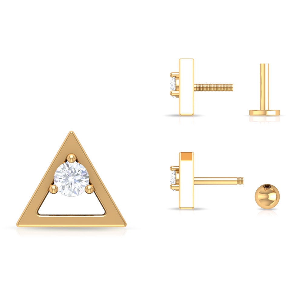 Triangle Diamond Earrings, Cartilage Piercing Earring, Helix Stud Conch, Rook Earring