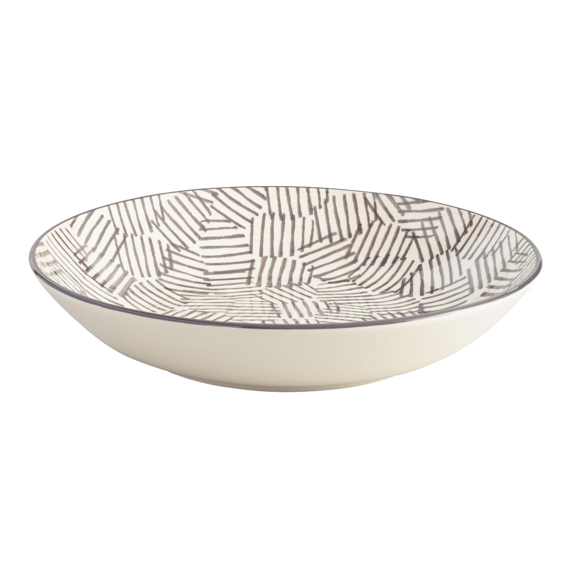 Charcoal and Ivory Alvaro Serving Bowl: Gray - Earthenware by World Market