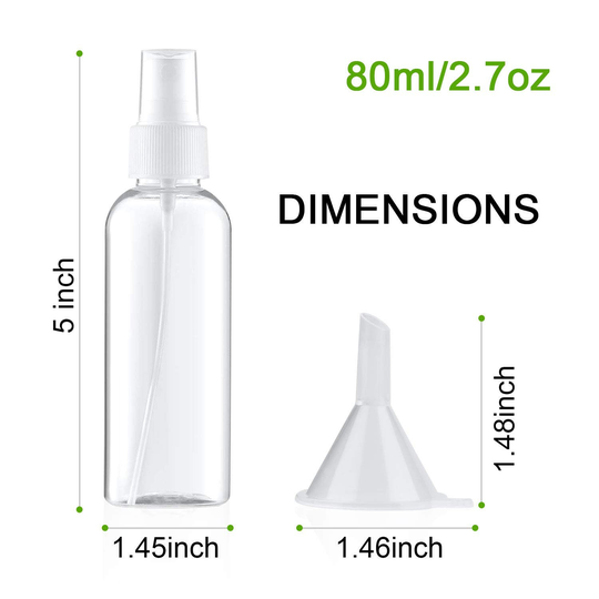 Mini Snail Misting Spray Bottle, Fine Mist 2.7Oz With Atomizer Pump & Funnel