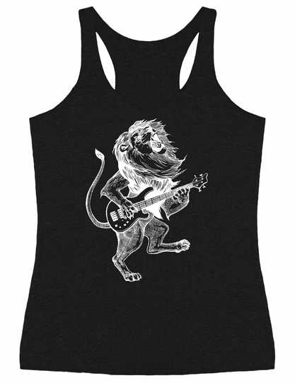 Lion Playing Guitar Women's Tri-Blend Tank Top Gift For Her, Musician Wife Gift, Girlfriend Birthday, Music Gifts Mom Seembo