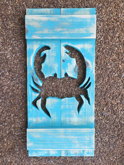 Solid Wood Crab Outdoor Decorative Exterior Window Shutter/Out Door Shutters/Coastal Shutters/Beach Shutters