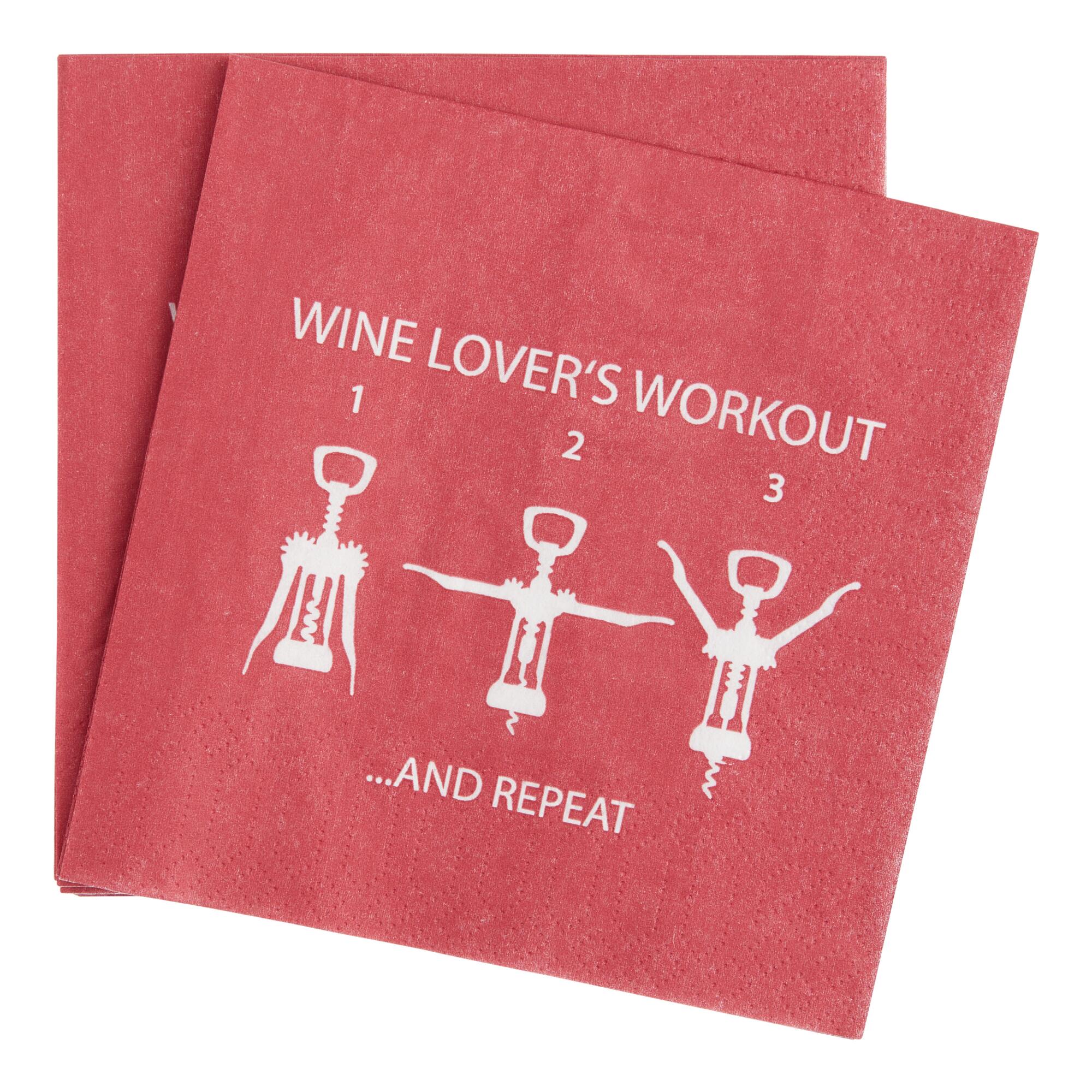 Wine Lover's Workout Beverage Napkins 20 Count by World Market