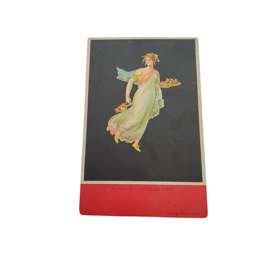 Antique Circa 1900 Serving Woman Artist Post Card, Bacchante Danseuse De Pompei Unused