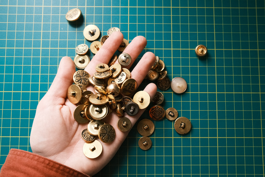 Lot Of 50+ Vintage Gold Metal & Brass Stamped Embossed Buttons