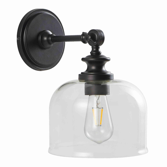 Black Metal and Glass Neri Wall Sconce: White by World Market