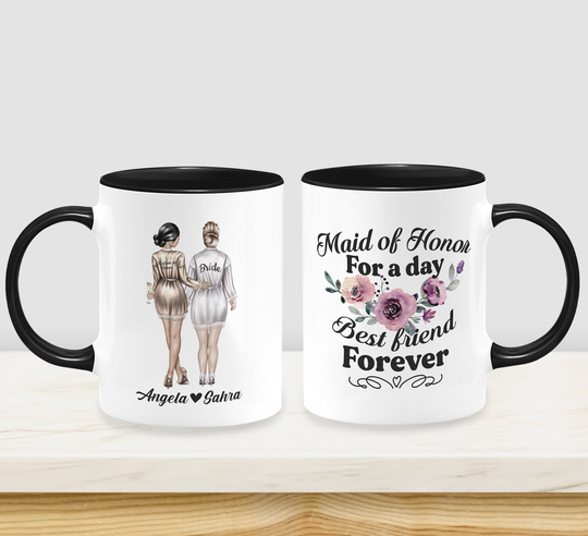 Bridesmaid Mug, Custom Bride Coffee Mugs, Maid Of Honor Portrait Party Wedding Favors