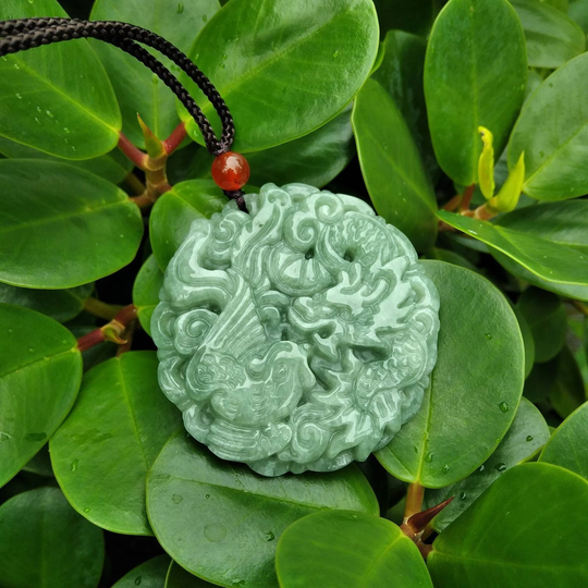 Jade Dragon Pheonix Pendant, Real Jadeite Necklace Charm Protection Amulet Tag, Year Of The Zodiac, Chinese New Gift, Men Women