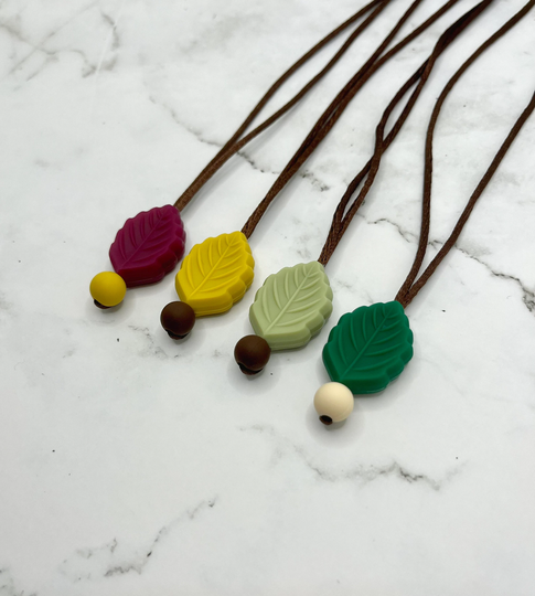 Fidget Jewelry Textured Leaf Necklace