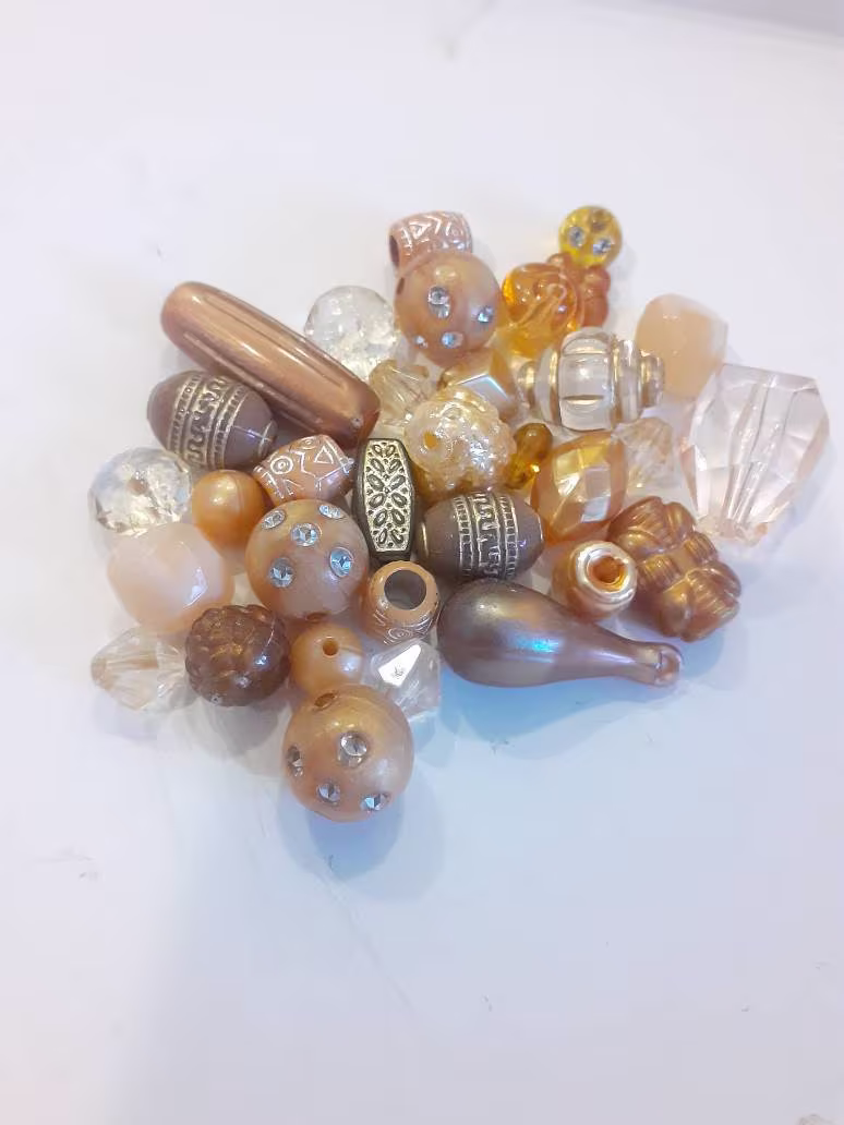 20Gr/Bag Golden Brown Small Mixed Beads, Bead Soup Mix, Acrylic Resin Jewelry Making Supplies Keelaubeadz