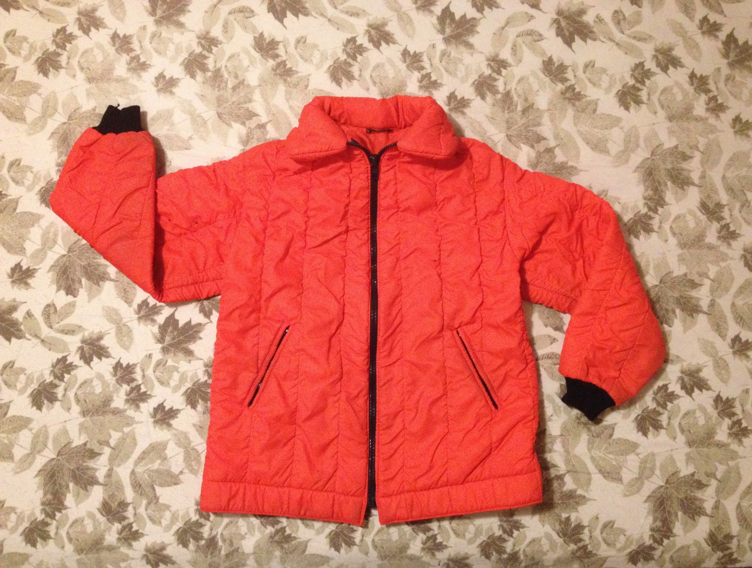 Vintage Womens Eddie Bauer Seafoam Insulation Canor Plarex Seafarer Orange Puffer Jacket Made in Norway