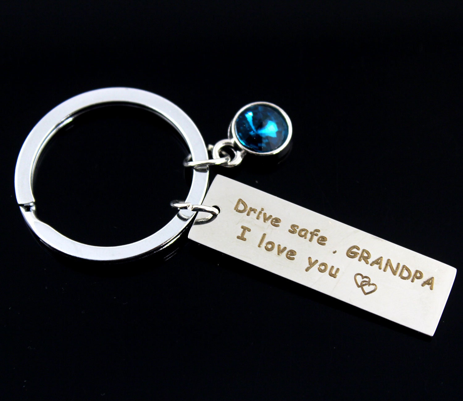 Drive Safe Grandpa, I Love You Keychain, Birthday Gift For Him, I Keychain, Stainless Steel Keychain