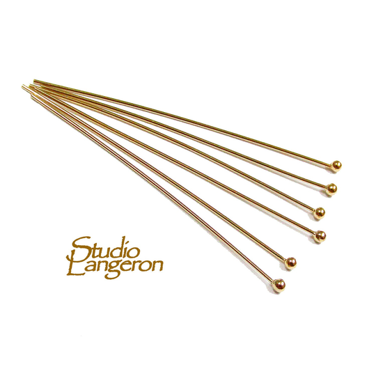 5 Pcs/Pkg 14K Yellow Gold Filled 1.5mm Ball Head Pins 24 Ga | 0.5 Mm, Findings, Pins, Pin Filled