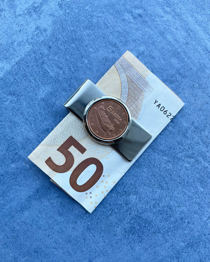 Stainless Steel & Copper Greek Euro Moneyclip