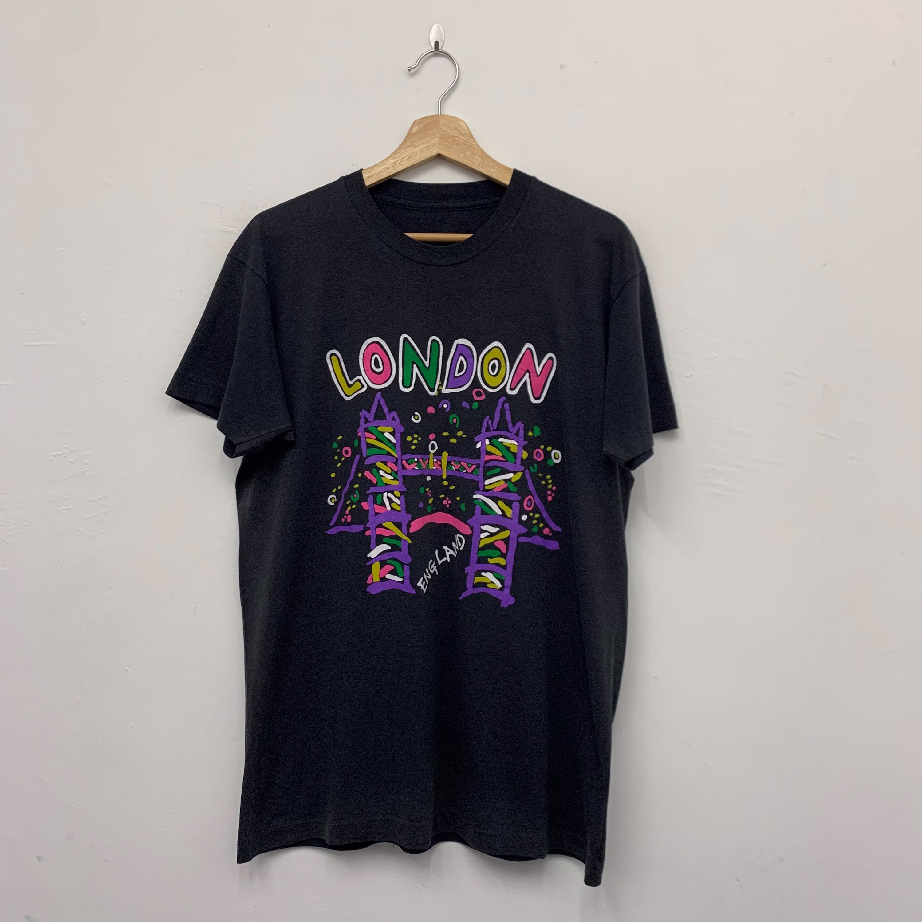 Vintage 80S London Tower Bridge England Pop Art Single Stitch Tshirt Size Large