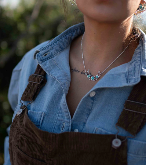 Turquoise Necklace~ Sterling Silver 925 ~ Curb Ball Chain Beaded Jewelry Gift For Her Handmade~ Thin Chain Mn073