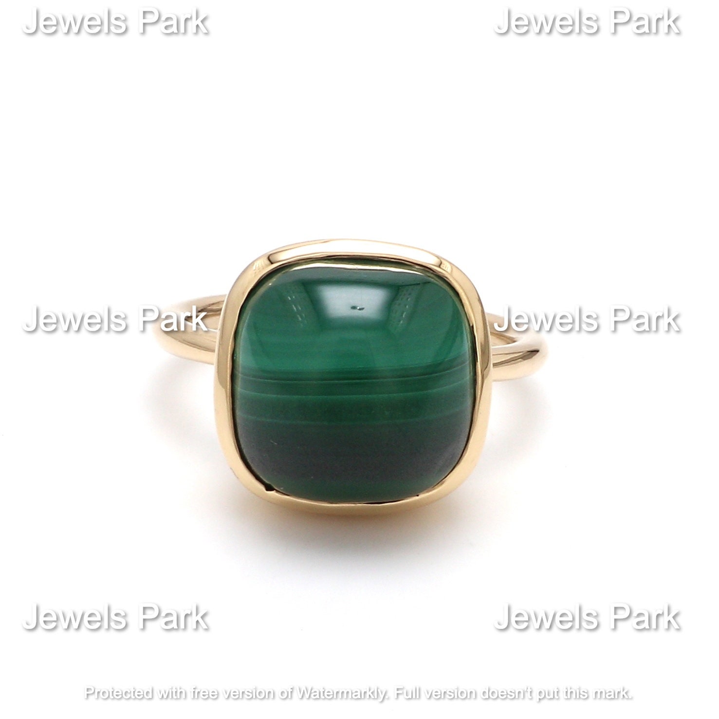 Malachite Bezel Set Ring in 14K 18K Gold | Natural Pomellato Style Malachite Big Statement