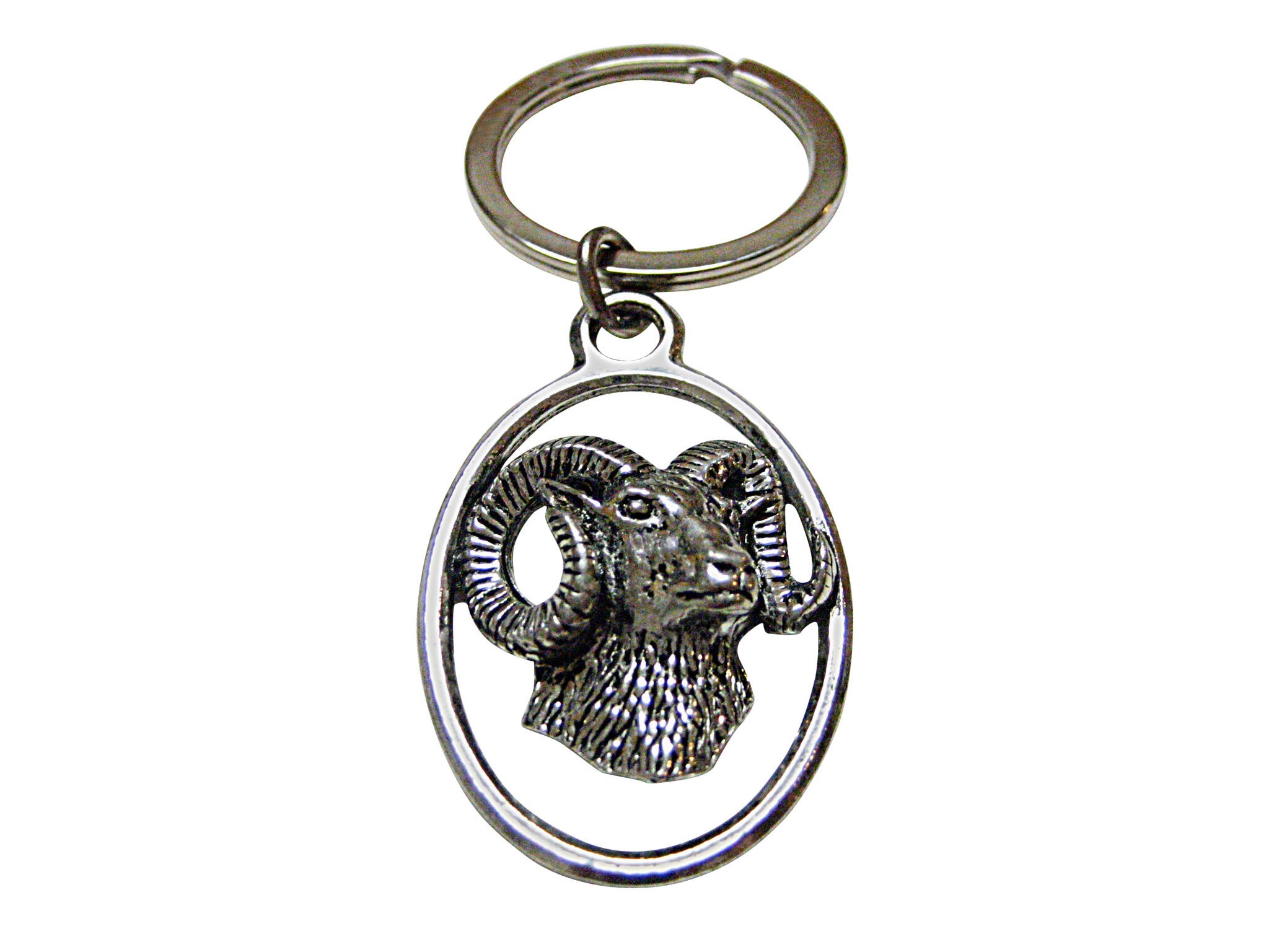 Ram Head Oval Key Chain