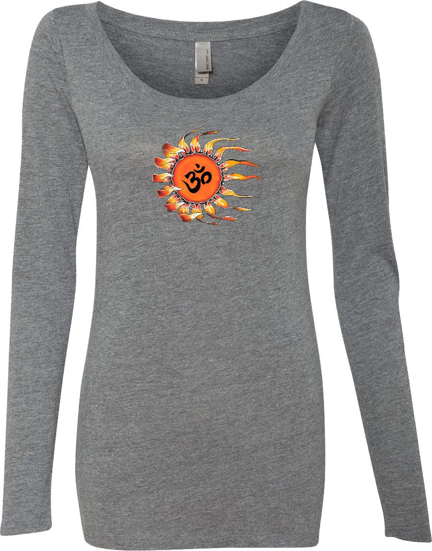 Ohm Sun Ladies Yoga Tri Blend Long-Sleeve Scoop Tee Shirt = Ohmsun-6731
