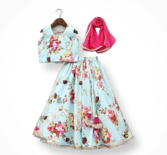 Silk Blend Lehanga Choli For Kids Girls, Lehenga Baby Girl's, Choli, Radha Lehenga, Chaniya