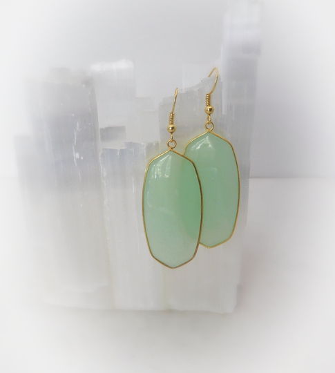 Aventurine Earrings, Green Drop Genuine Large Gemstone Appeal, Gsa