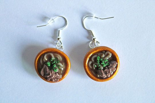 Pho Bowl Earrings, Miniature Food, Polymer Clay Charms, Food Jewelry, Cute