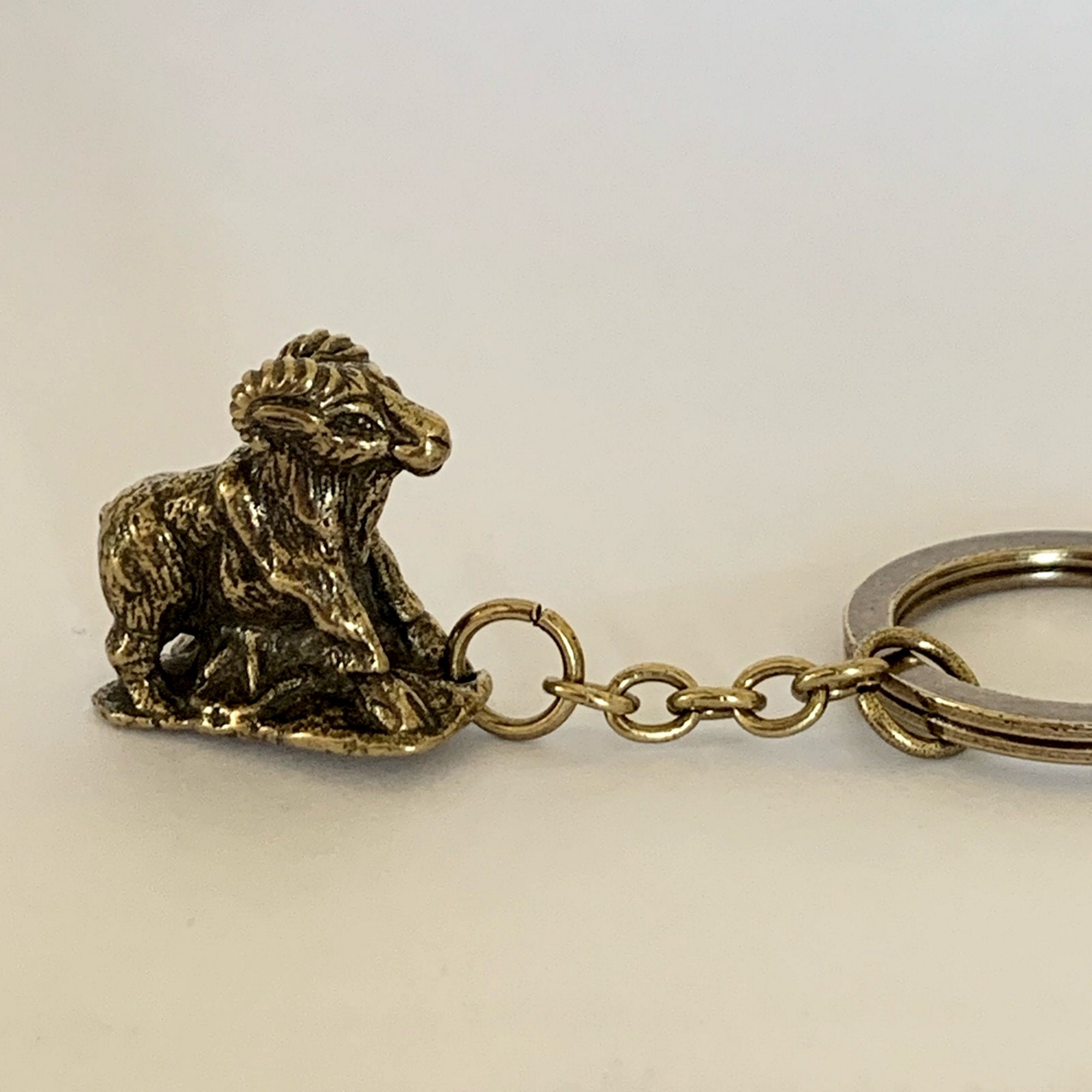 Goat Keychain. Gift For Born in The Year Of Goat. Squishmallow Accessories Solid Brass. Decor Miniature Figure