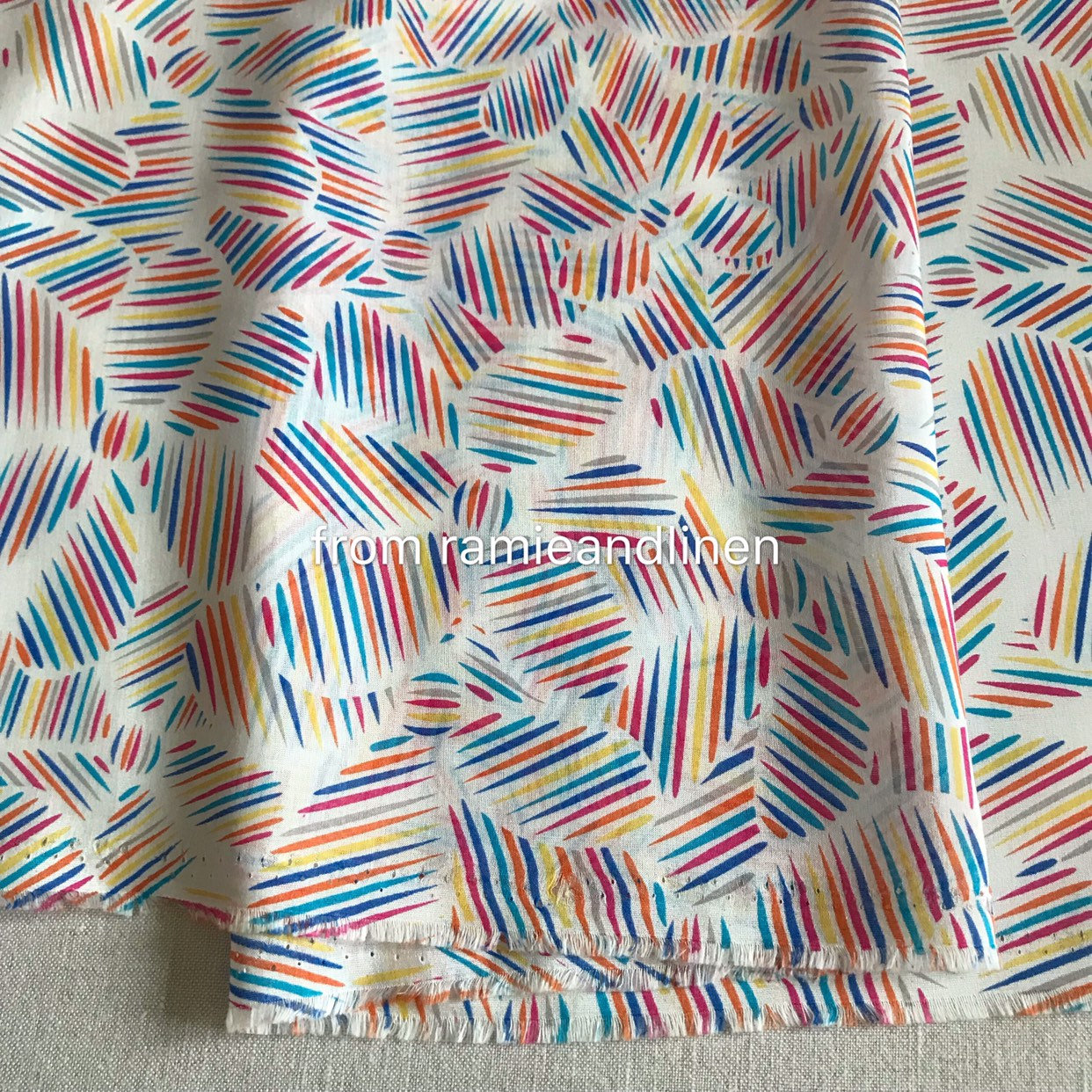 Silk Fabric, Cotton Blend Rainbow Petal Floral Print Half Yard By 55 Wide