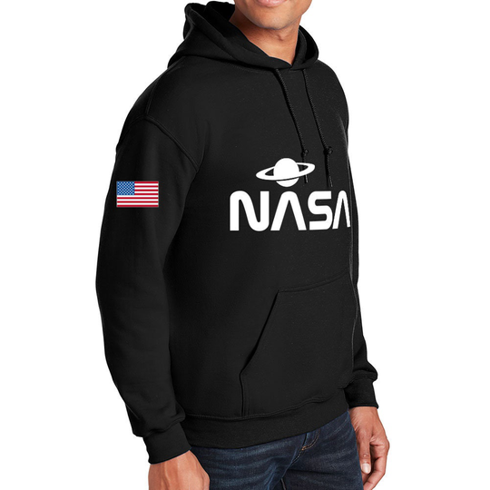 Nasa With Saturn Cotton Poly Blend Hooded Sweatshirt - S ~ 3xl For Women & Men