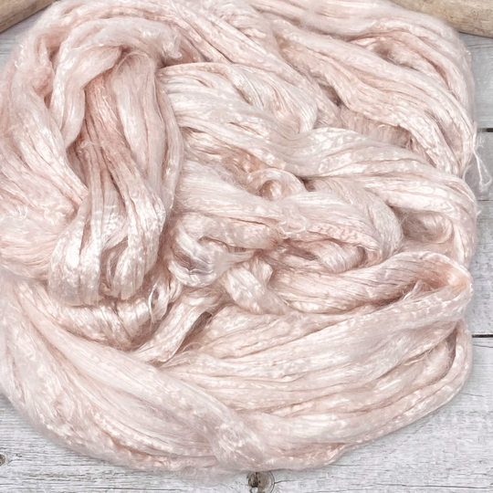 Avocado Dyed Rose Fiber, Naturally Pale Pink Fiber For Spinning, Blending Board, Art Batt Making, 2 Ounces