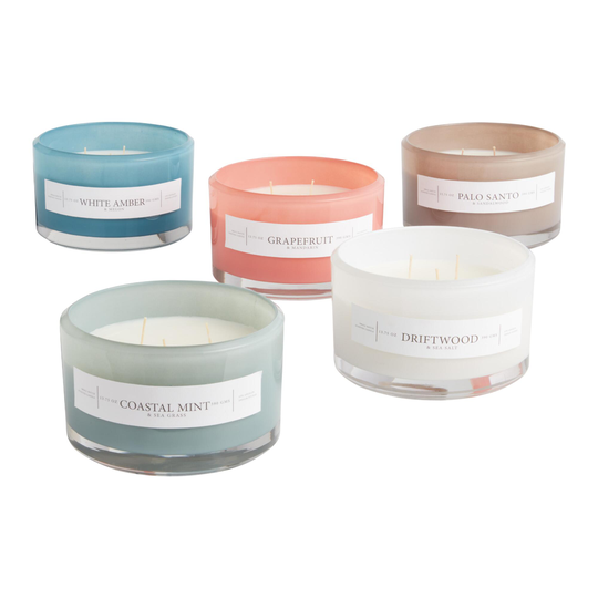 Painted Glass Sham 3 Wick Scented Candle: Pink - Scented Wax by World Market