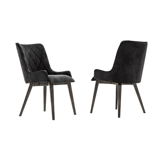 Armen Living Alana Contemporary/Modern Polyester/Polyester Blend Upholstered Side Chair (Wood Frame) in Black | LCALCHTGMN
