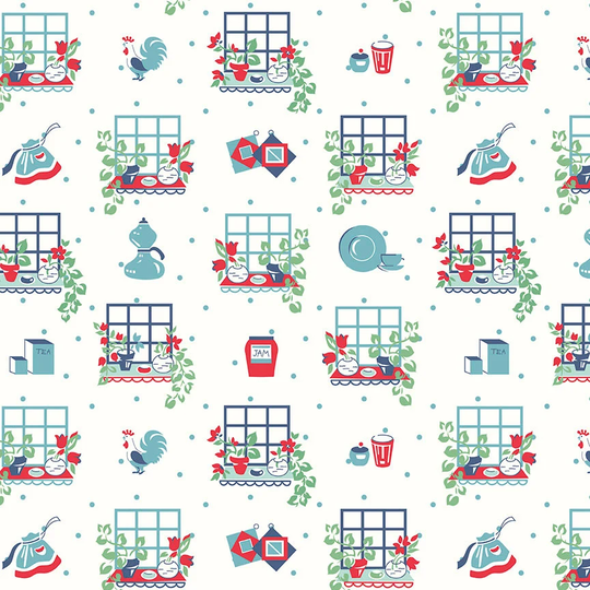 Cook Book Kitchen Window Fabric Yardage | Designed By Lori Holt For Riley Blake C11756-Cottage