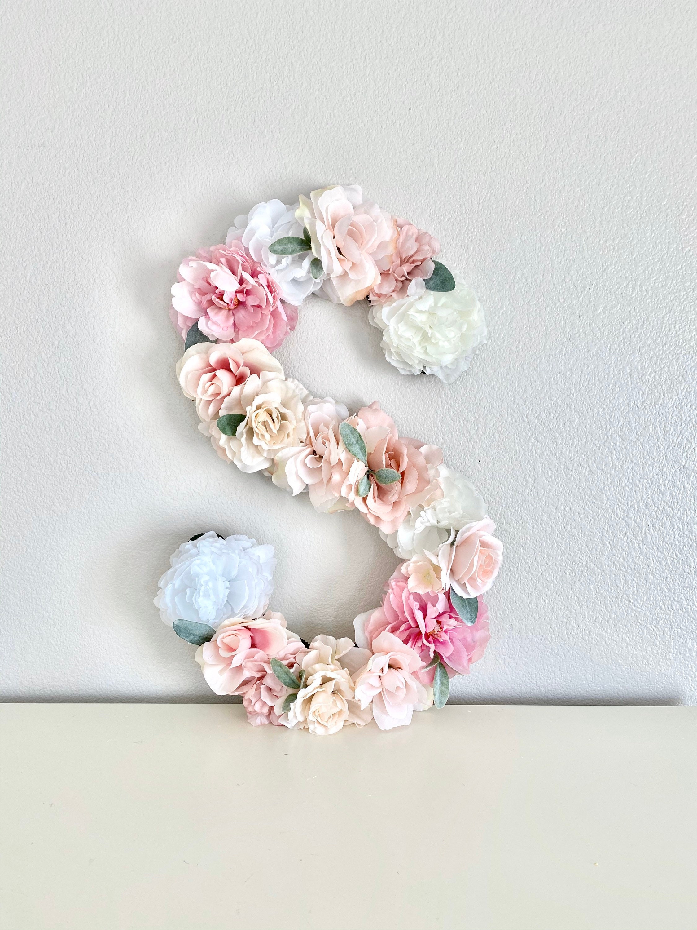 Floral Letter, Flower Initial, Monogram, Girl Nursery Decor, Custom Wedding Baby Shower