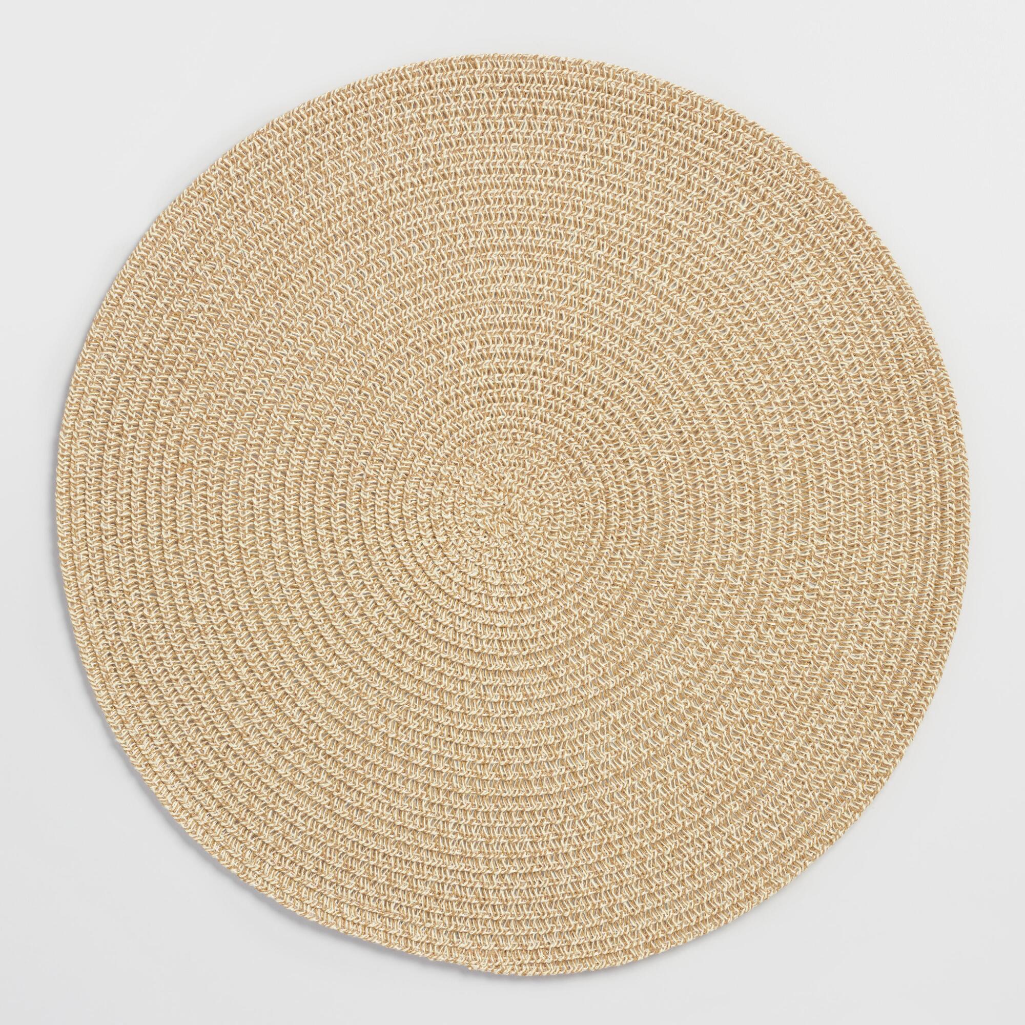 Round Oatmeal Braided Placemats Set of 4 - Cotton by World Market