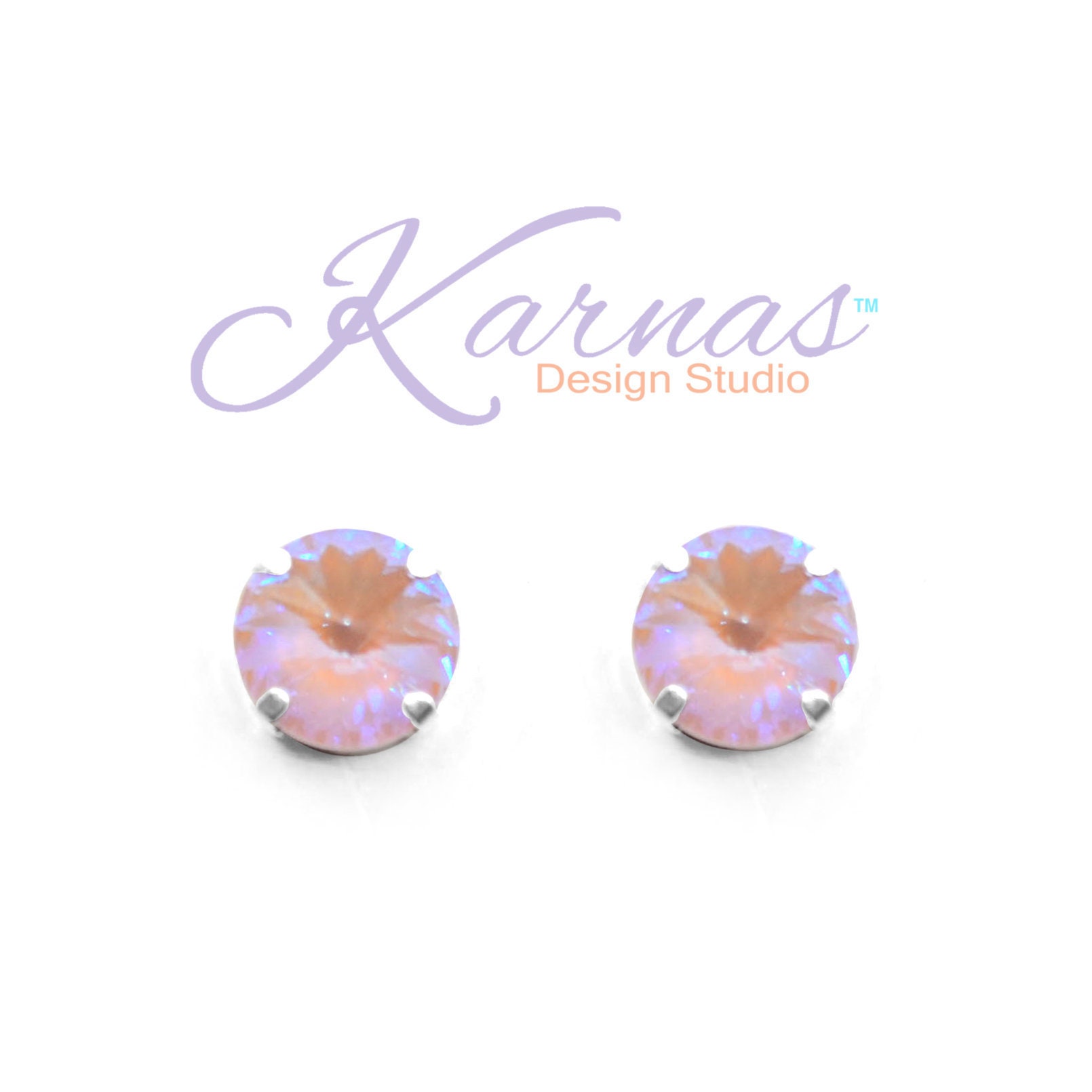 Radiant Vintage Pink 12mm Stud Or Drop Earrings Genuine Crystal Pick Your Finish Karnas Design Studio Free Shipping