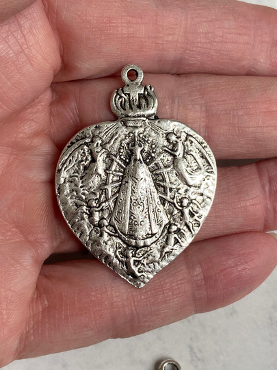 Our Lady Of Lujan Blessed Mary Mother Medal Pendant Religious Catholic Vintage Reproduction Antique Silver 1 Pc | Pl15