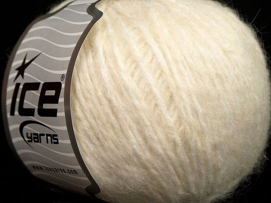 Winter Dk Cream Fuzzy Soft Wool Acrylic Nylon Blend Yarn #69362 Ice Yarns 50Gr 153Yds Light & Airy