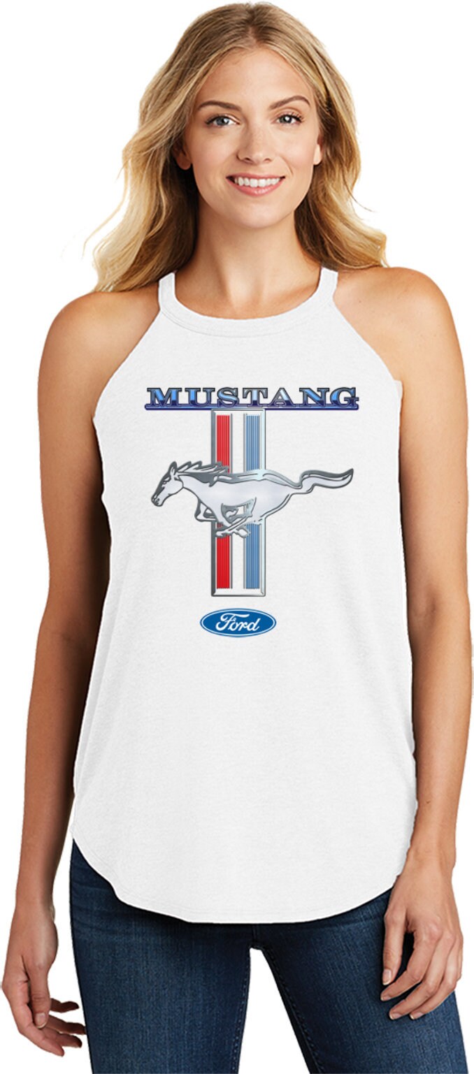 Ford Mustang Stripe Ladies Tri Blend Rocker Tank Top 13732D1-Dt137L