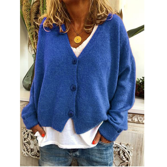 Winter Knitted Wool Blend Casual Long Sleeve Sweater - Blue, XXXL